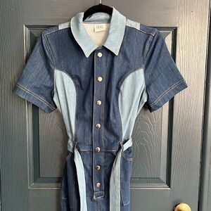 Retro Two-Tone Denim Jumpsuit with Snap Buttons from BDG/Urban Outfitters